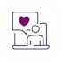 Grafiksymbol mit einem Laptop und einem Herz zur Darstellung von verschickten Smileys.